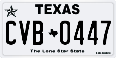 TX license plate CVB0447