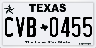 TX license plate CVB0455