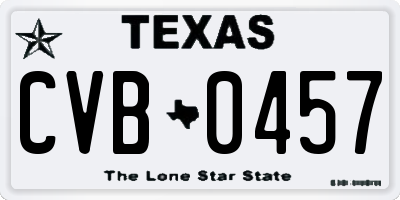 TX license plate CVB0457