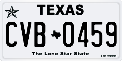 TX license plate CVB0459