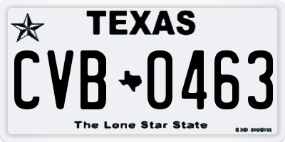 TX license plate CVB0463