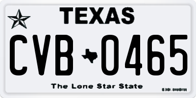 TX license plate CVB0465
