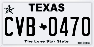 TX license plate CVB0470