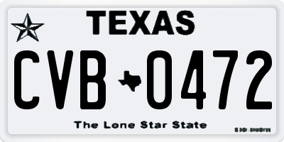 TX license plate CVB0472