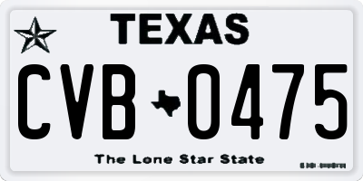 TX license plate CVB0475
