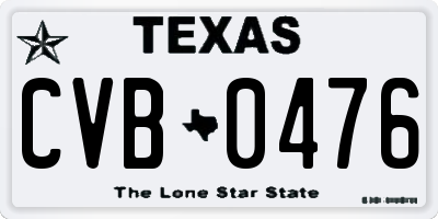 TX license plate CVB0476