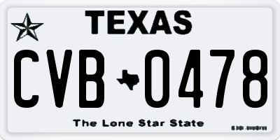 TX license plate CVB0478