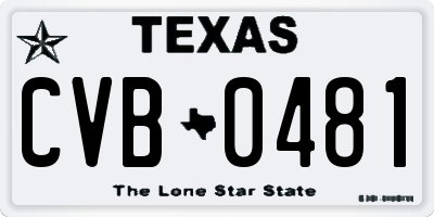 TX license plate CVB0481