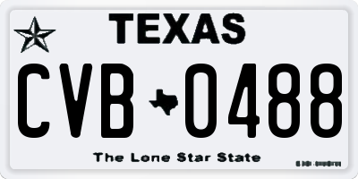 TX license plate CVB0488