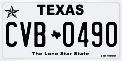 TX license plate CVB0490