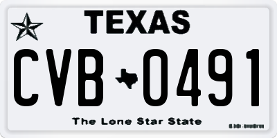 TX license plate CVB0491