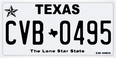 TX license plate CVB0495