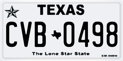 TX license plate CVB0498