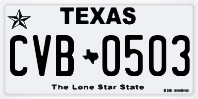 TX license plate CVB0503