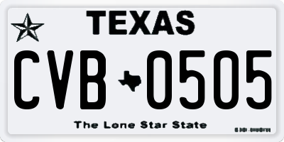 TX license plate CVB0505
