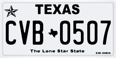 TX license plate CVB0507
