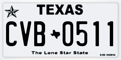 TX license plate CVB0511