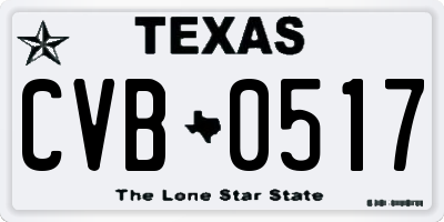 TX license plate CVB0517
