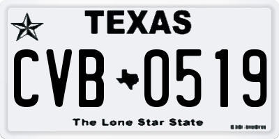 TX license plate CVB0519