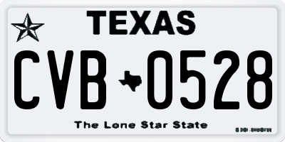 TX license plate CVB0528