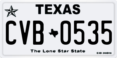 TX license plate CVB0535