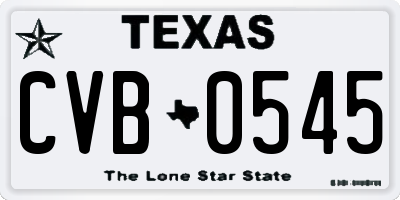 TX license plate CVB0545