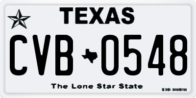 TX license plate CVB0548