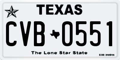 TX license plate CVB0551