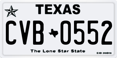 TX license plate CVB0552