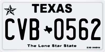 TX license plate CVB0562
