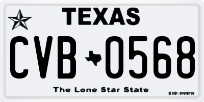 TX license plate CVB0568