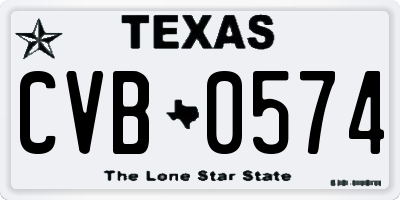 TX license plate CVB0574