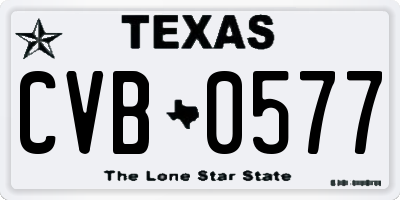 TX license plate CVB0577