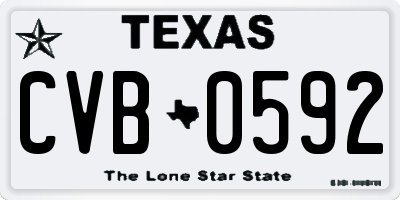 TX license plate CVB0592
