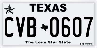 TX license plate CVB0607