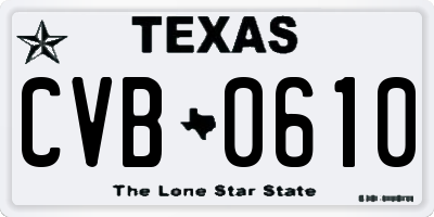 TX license plate CVB0610