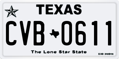 TX license plate CVB0611