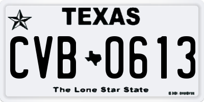 TX license plate CVB0613