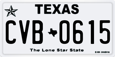 TX license plate CVB0615