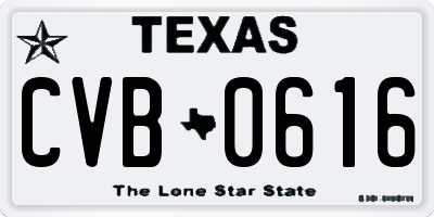 TX license plate CVB0616