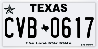 TX license plate CVB0617