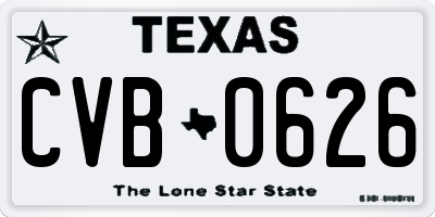TX license plate CVB0626