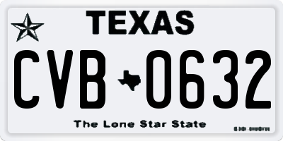 TX license plate CVB0632