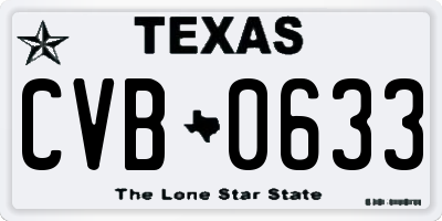 TX license plate CVB0633