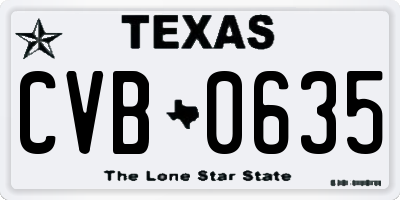TX license plate CVB0635
