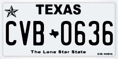 TX license plate CVB0636