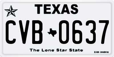 TX license plate CVB0637