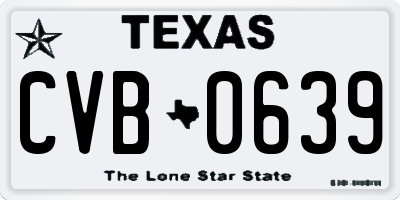 TX license plate CVB0639