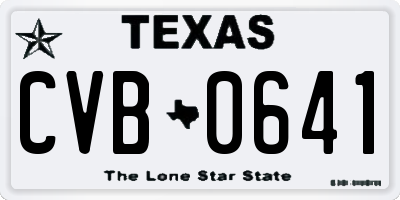 TX license plate CVB0641