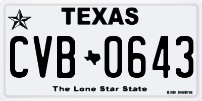 TX license plate CVB0643